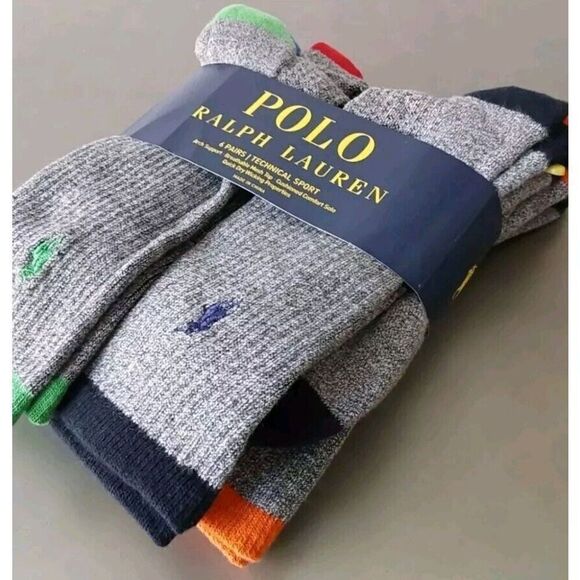 Ralph Lauren Mens Technical Support Cushioned Crew Socks Multicolored Sz 10-13 - Picture 2 of 7